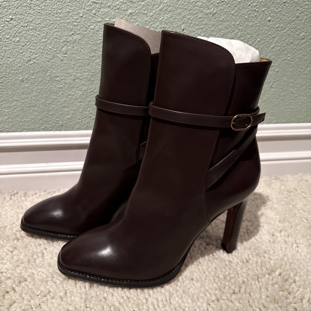 Ralph Lauren Purple Label Nellie Bo BTE Dark Brown Burnished Calf 38/7.5